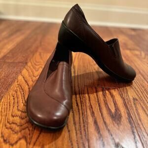Clarks Bendables Shoes Womens 6 1/2 May Poppy Loafers Brown Leather Comfort